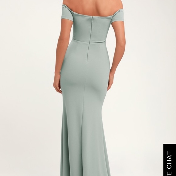 LULUS SLATE BLUE OFF THE SHOULDER MAXI DRESS - Picture 2 of 4